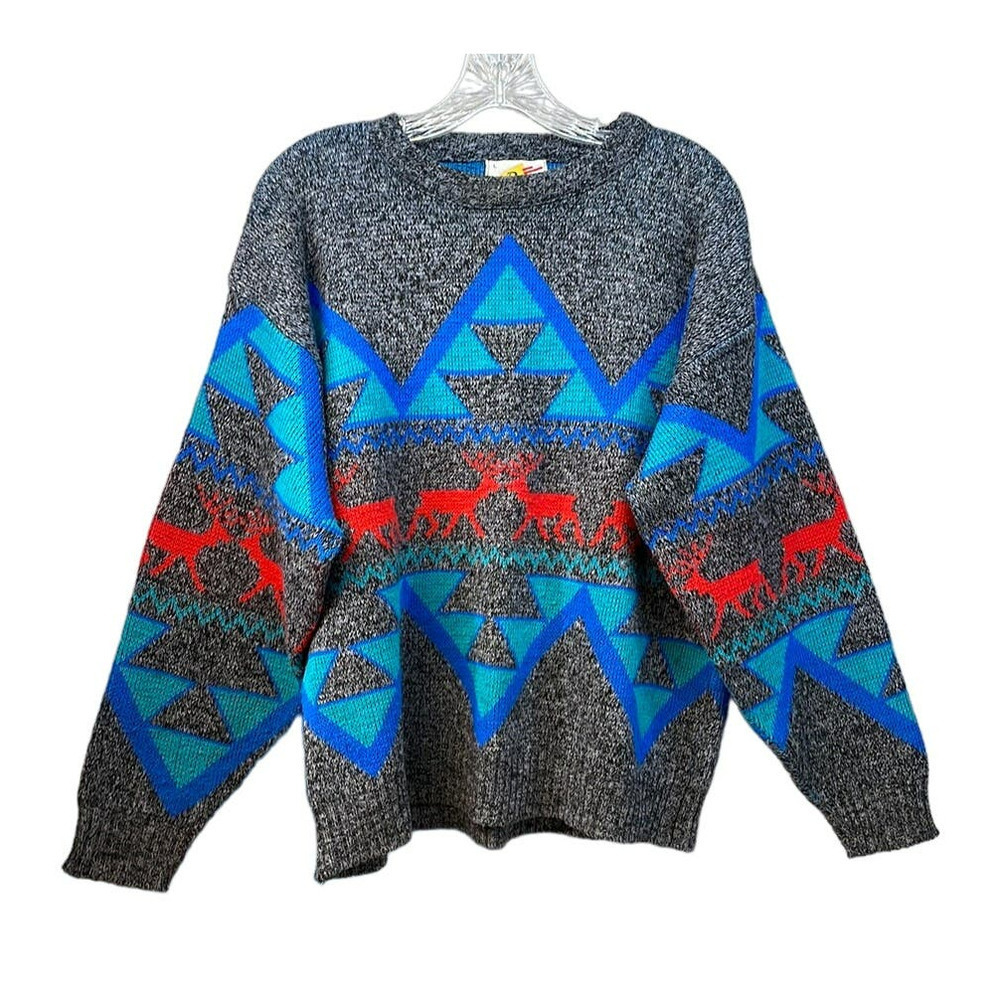 Vintage Poplar Nordic/Southwestern Design Ski Sweater Size Large‎ (L)